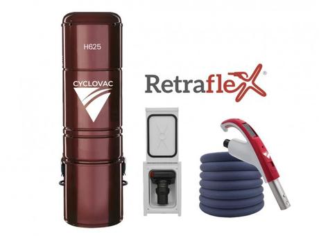 CYCLOVAC PRH625PRE-0XV - Central vacuum 625 hybrid with Retraflex attachments kit combo.