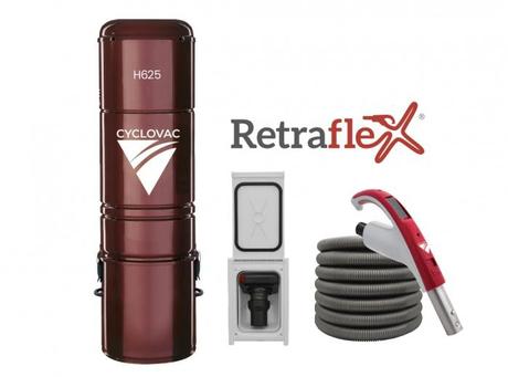 CYCLOVAC PRH625PRE-0X - Central vacuum 625 hybrid with Retraflex attachments kit  combo.